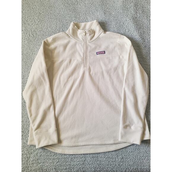 Vineyard Vines Women’s XL ¼-Zip Fleece Pullover Off-White Waffle knit - Picture 1 of 3